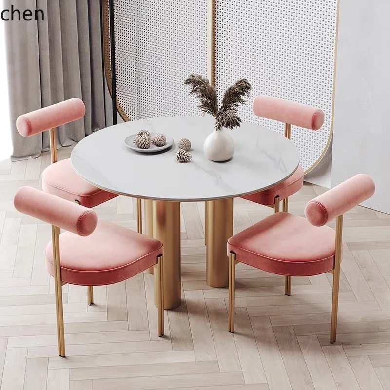 HYS Chair Modern Marble Table Simple Round Dining Table Artistic Small Apartment Creative Dining