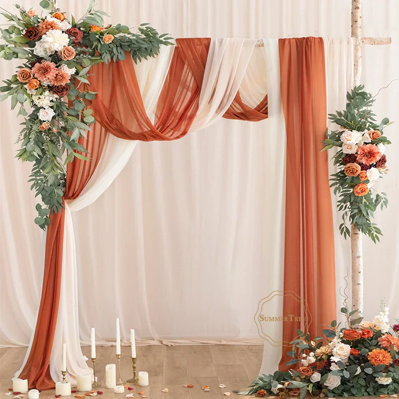 6-10 Meters Wedding Arch Drape Fabric Sheer Chiffon Tulle Curtain Draping Backdrop Party Supplies Drapery Ceremony Decoration