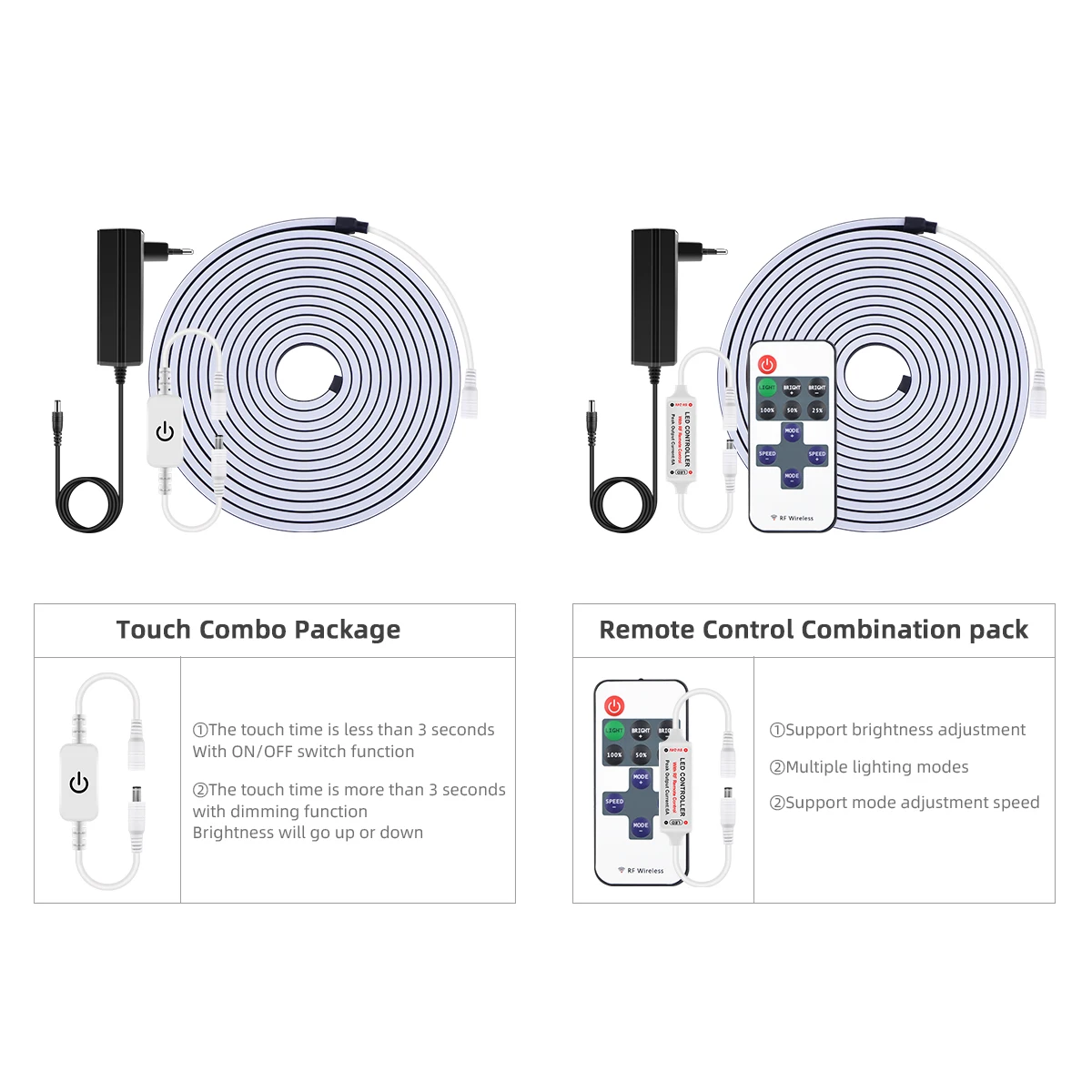 Flexibele neon LED-verlichting aanraaksensor 24V zwarte siliconen buis LED-strip voor kamerkast keuken RF handscan nachtlamp