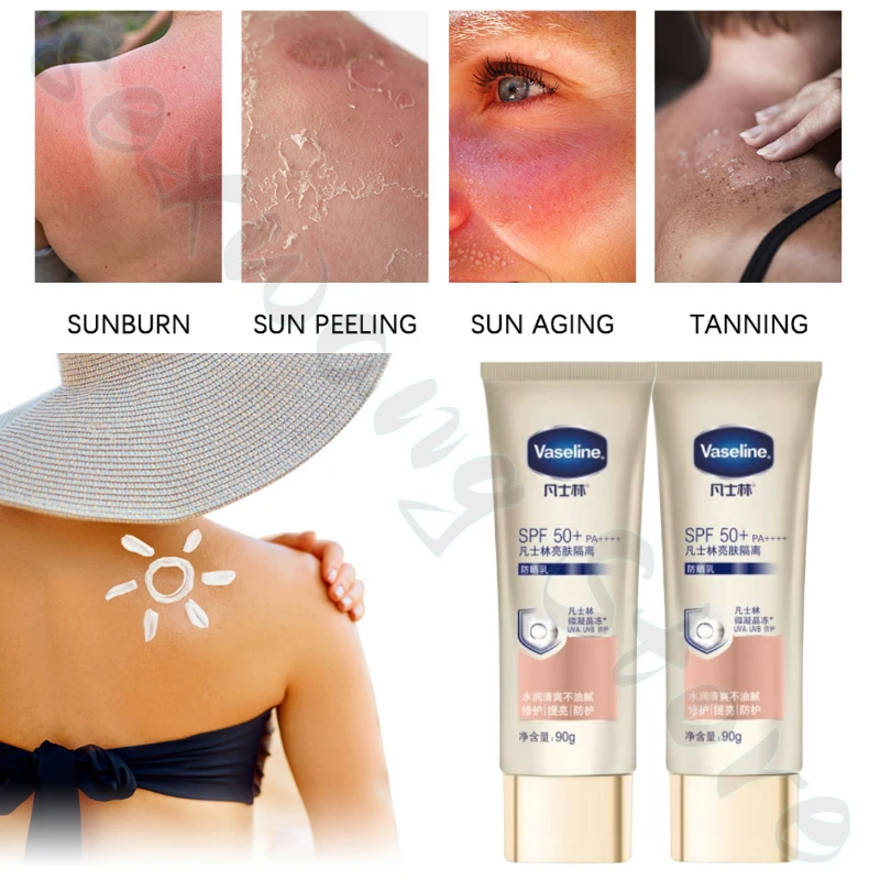 Vaseline Facial Isolation Sunscreen Lotion Moisturizing Refreshing and Non-greasy SPF50+PA++++ Prevents Tanning and Sunburn 90g