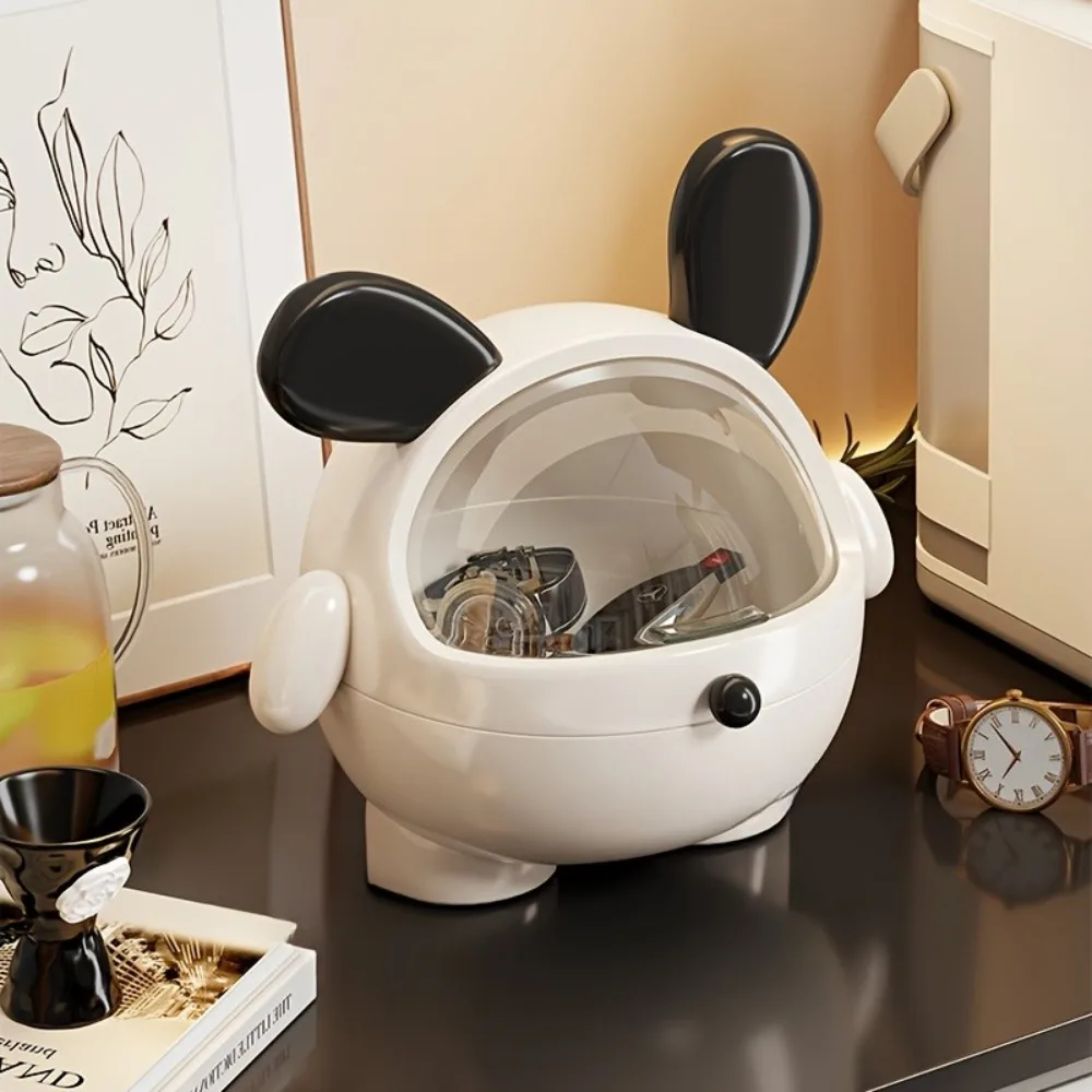 Cute Bunny Accessories Organizer with Lid Dust-Proof Cartoon Animal Storage Box for Girls Hair Ties Jewelry Vanity Desk Decor view 3