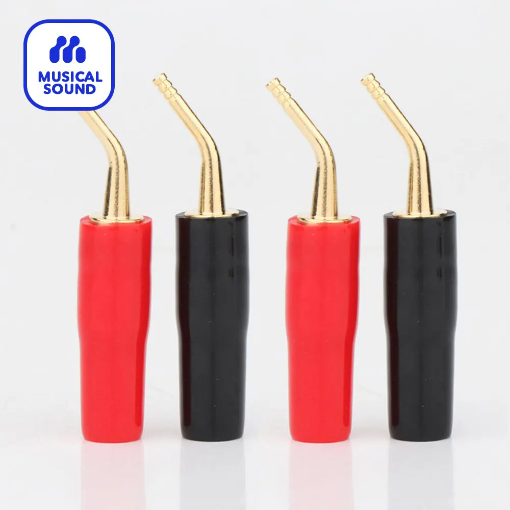 Gold Plated Banana Plugs Audio Jack Speaker Wire Cable Screw Connector 4 Pieces Banana Plug Connector for HIFI Audio Speaker