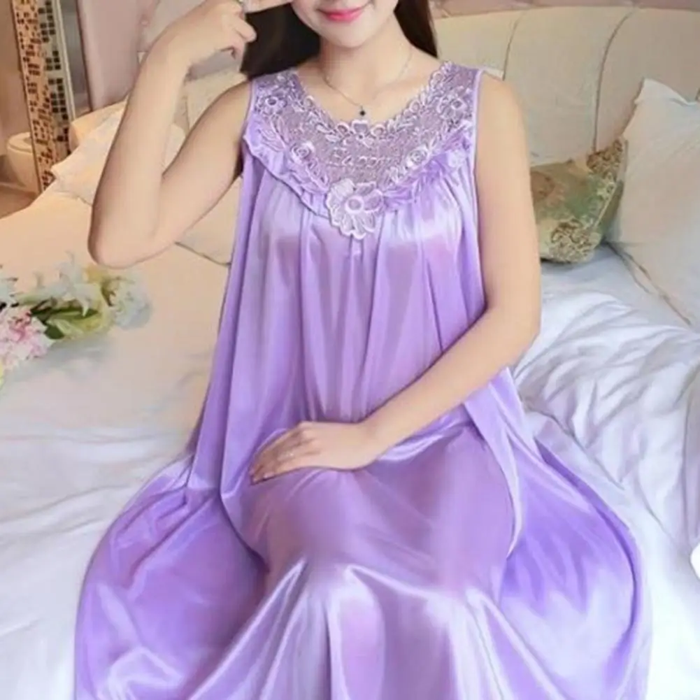 Practical Lady Nightwear Non Shrink Sling Sleepwear Breathable Female Nightgown Women Nightwear  Loose Hem