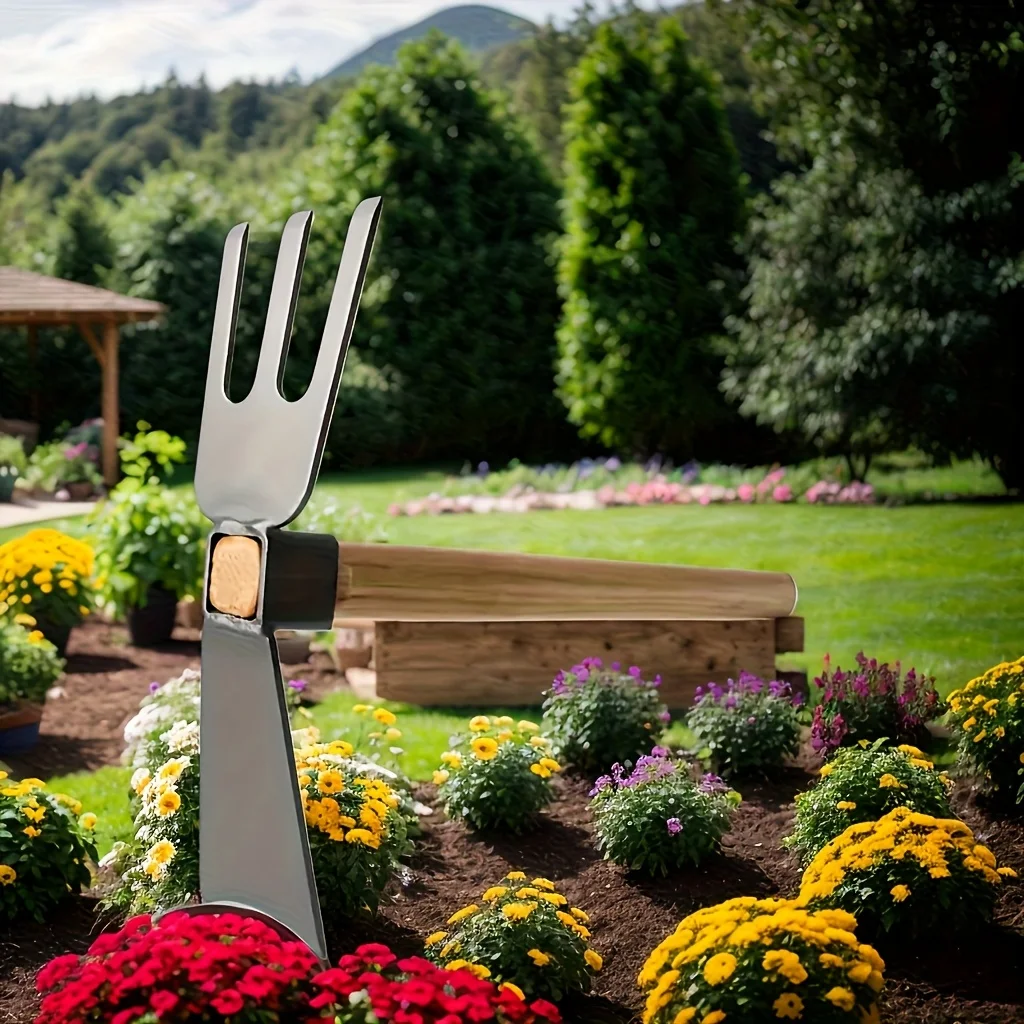 

A Household Gardening Tool, Rake with Stainless Steel and Wooden Handles,for Thanksgiving/Christmas Patio Decorations