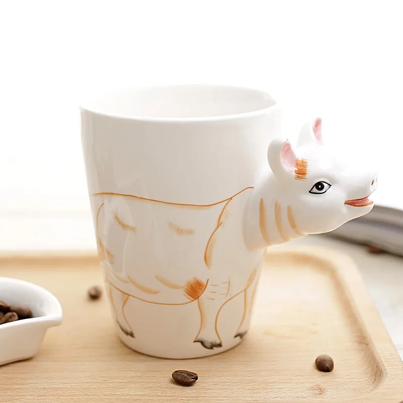 3D Animal Cups Pure Hand-painted Ceramic Cups Cute Cartoon Mug Coffee Mug Piggy Cups 400ML Ceramic Cups Living Room Decoration