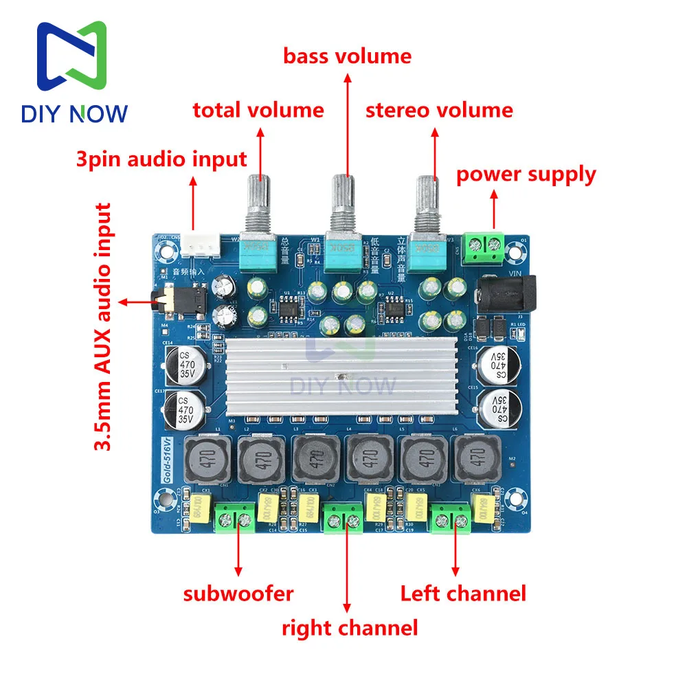 Стерео двухканальный усилитель мощности, плата 50 Вт * 2 + 100 Вт TPA3116D, 2,1-канальный модуль аудиоусилителя класса 2, сабвуфер, 8-24 В постоянного тока