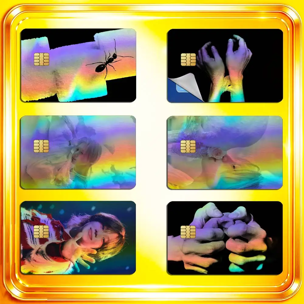 For Taemin Phase 1 Soft Violence SHINee Credit Bank Sticker ID Access Card Cover Skin Rainbow Color Laser Stickers Film