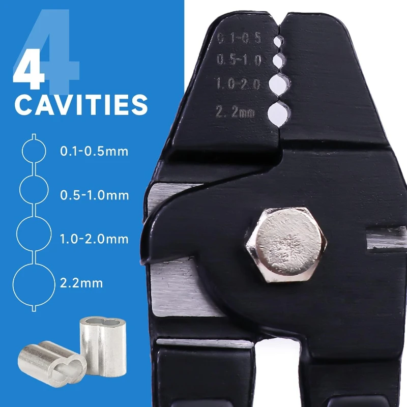 เชือกลวด CRIMPING ตกปลา Swaging TOOL,สาย CRIMPS สูงสุด 2.2 มม.,ท่ออลูมิเนียม Double Barrel Ferrule LOOP Sleeve 150 PCS