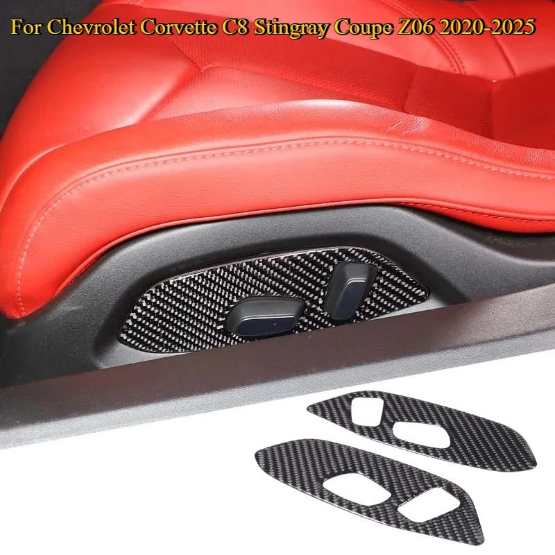 

Soft Carbon Fiber For Chevrolet Corvette C8 Z51 Z06 20-25 Car Seat Seat Adjust Switch Panel Cover Trim Stickers Car Accessories