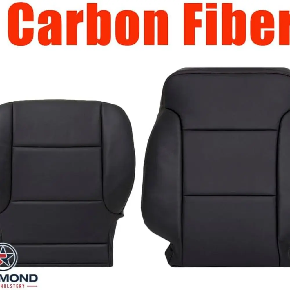 أغطية مقاعد من الجلد الطبيعي لسيارة جي إم سي سييرا 2014-2019 لجميع التضاريس، باللون الأسود مع لمسات من ألياف الكربون #2
