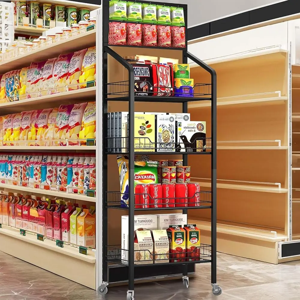 

Стеллаж для демонстрации снеков в розничной торговле, 4-ярусный металлический стеллаж для конфет, торговый стеллаж для демонстрации товаров, стеллаж для чипсов, полки для демонстрации конфет и картофельных снеков