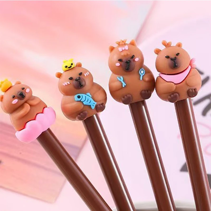 4Pcs/Set Capybara Cute Cartoon Writing Pen Creative Lovely Animal Handwriting Gel Pen Student School Stationery Office Supplies