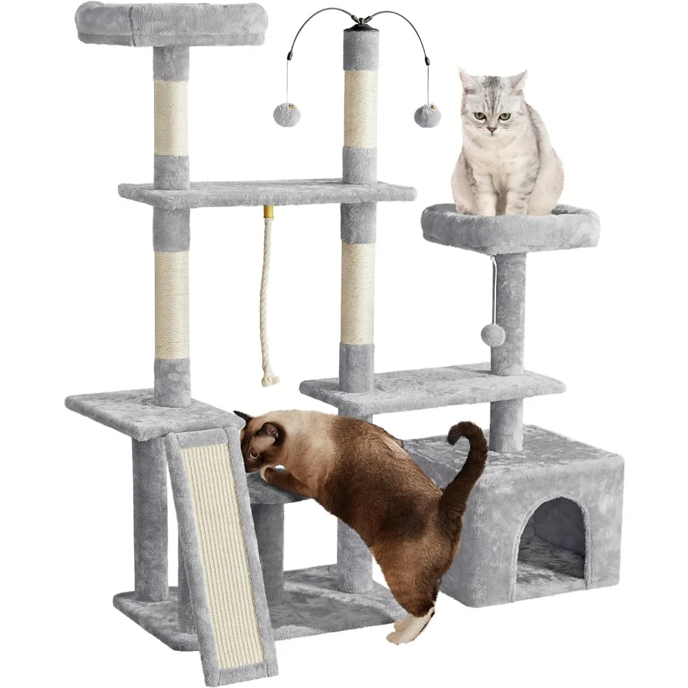 

Rotatable Cat Tree 53.5in Multi-Level Cat Tower for Indoor Kittens/Large Cats, Pet House with Scratching Posts,Climbin