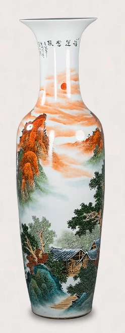 Hand Painted Pastel Large Vase Jingdezhen Ceramic Chinese Decoration Large Living Room Hotel Housewarming Porcelain Bottle