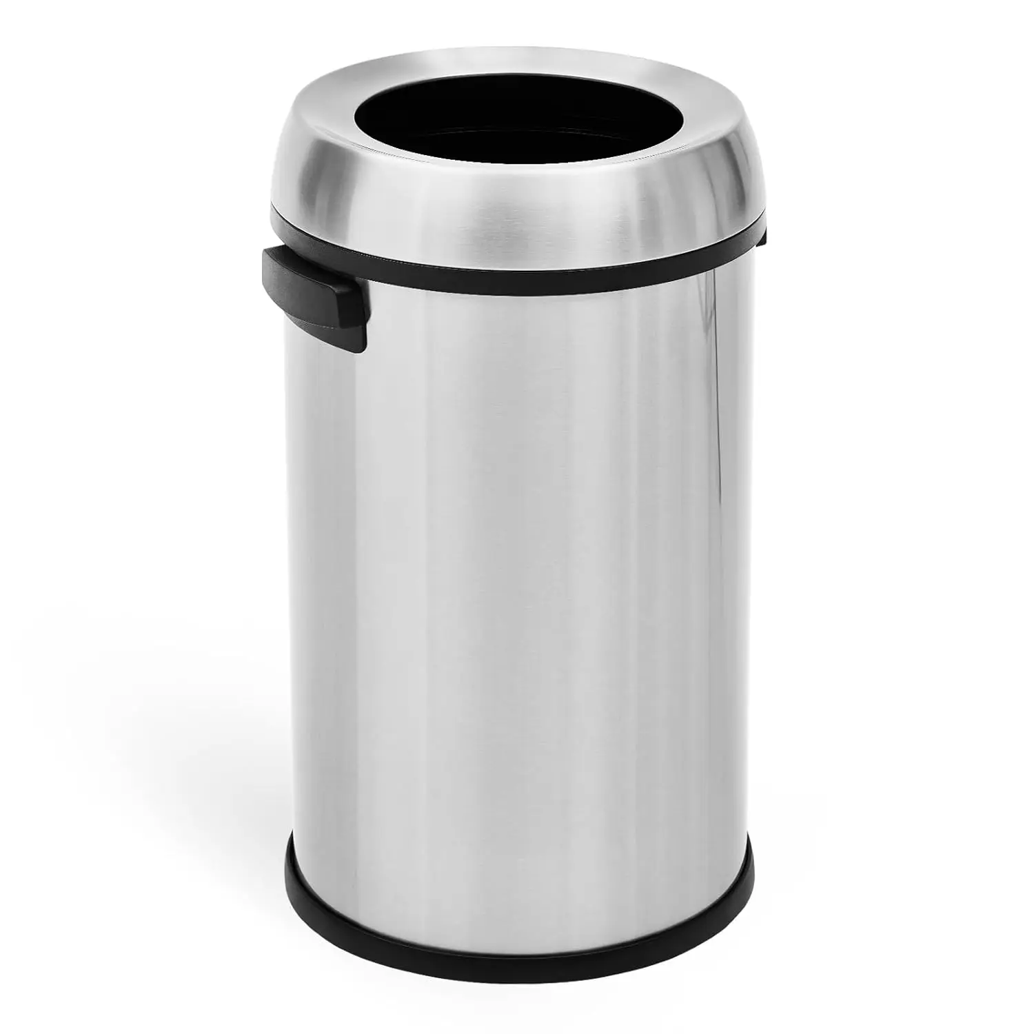 17 Gallon Open Top Trash Can, Round Stainless Steel Trash Can, Commercial Trash Can, 65 L(Open Top), Silver