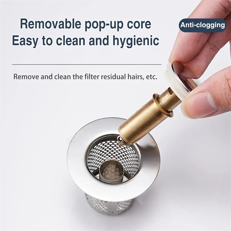 Stainless Steel Floor Drain Filter Washbasin Plug Anti Odor Pop-Up Bounce Core Basin Stopper Hair Catcher Shower Sink Strainer