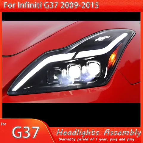 인피니티 G37 2009-2015용 자동차 헤드라이트 어셈블리 LED 전조등 업그레이드 다이나믹 플래싱 3 프로젝터 렌즈 액세서리