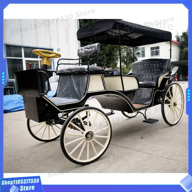 Electric Classic Convertible Soft Seat Sightseeing Carriage Royal Horseless Tourist Vehicle for Park Golf Course Leisure Ride