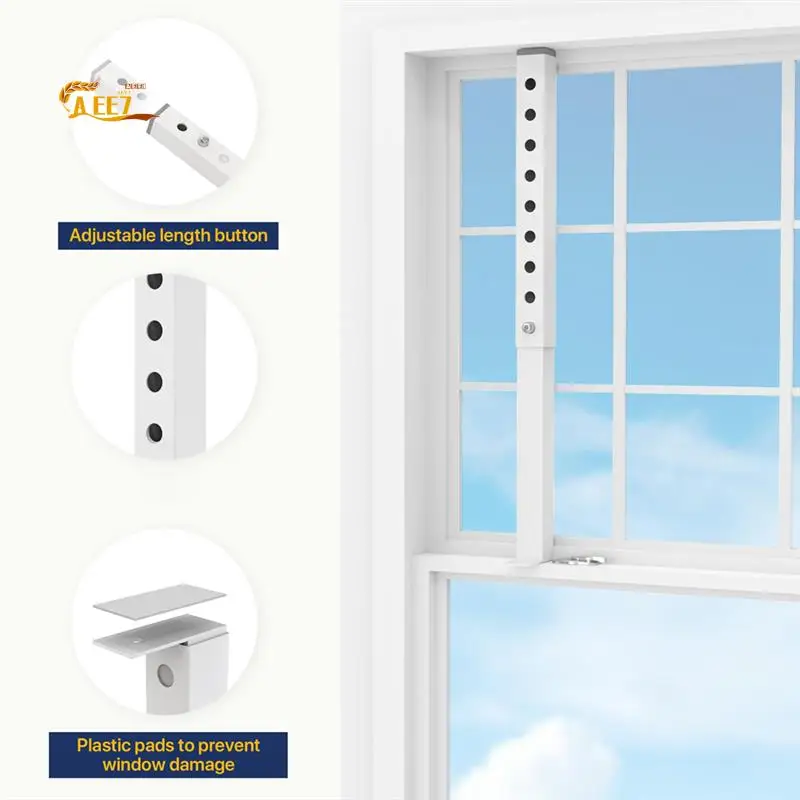 

AEE7-Adjustable AC Window Lock Bar, Small Window Security Bars For Child Safety, Window Stoppers For Vertical Sliding