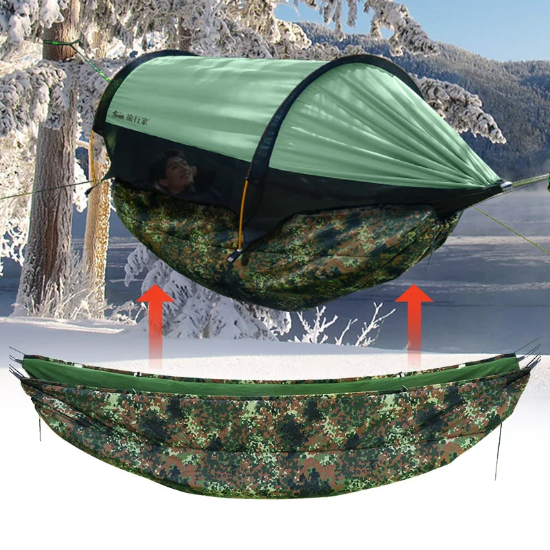 Bug Proof & Insulated Hammock for Camping, Complete with Mosquito Net Canopy and Warm Underquilt for Cold Weather Use