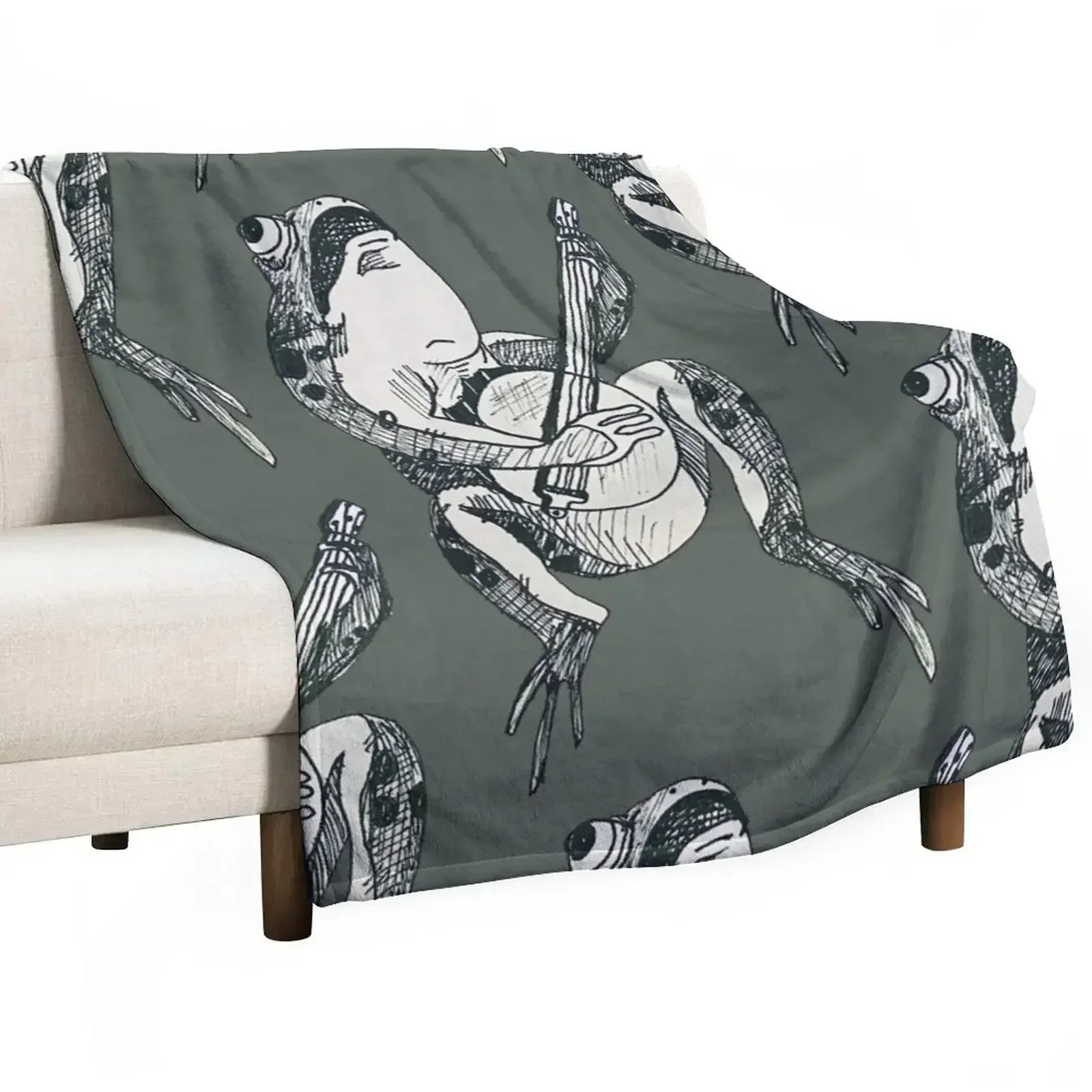 New stinky frog playing his banjo Throw Blanket Luxury Thicken Fashion Sofas Giant Sofa Blankets