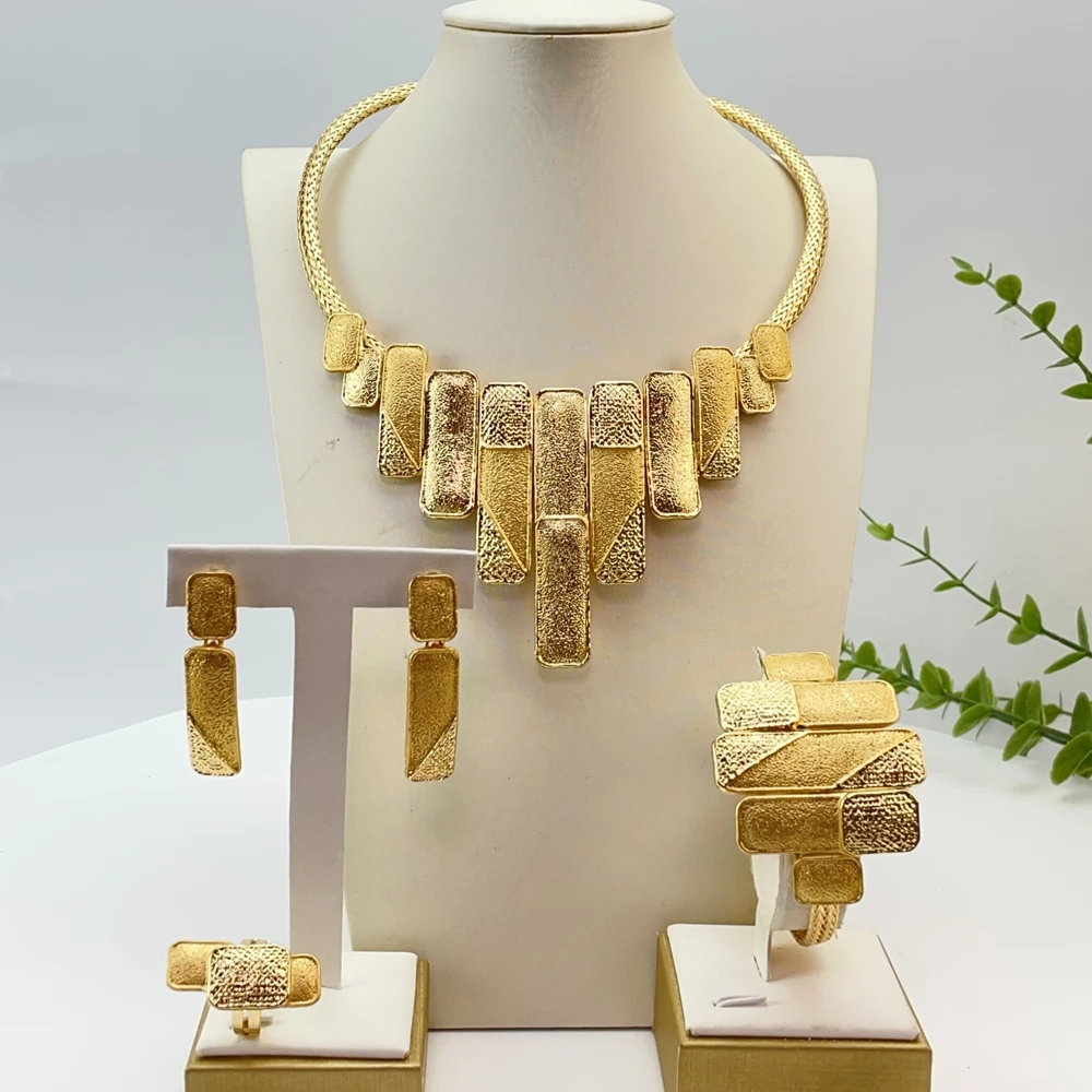 Yuminglai Brazilian Jewelry Sets Gold Plated Jewelry for Women Wedding Party FHK29250