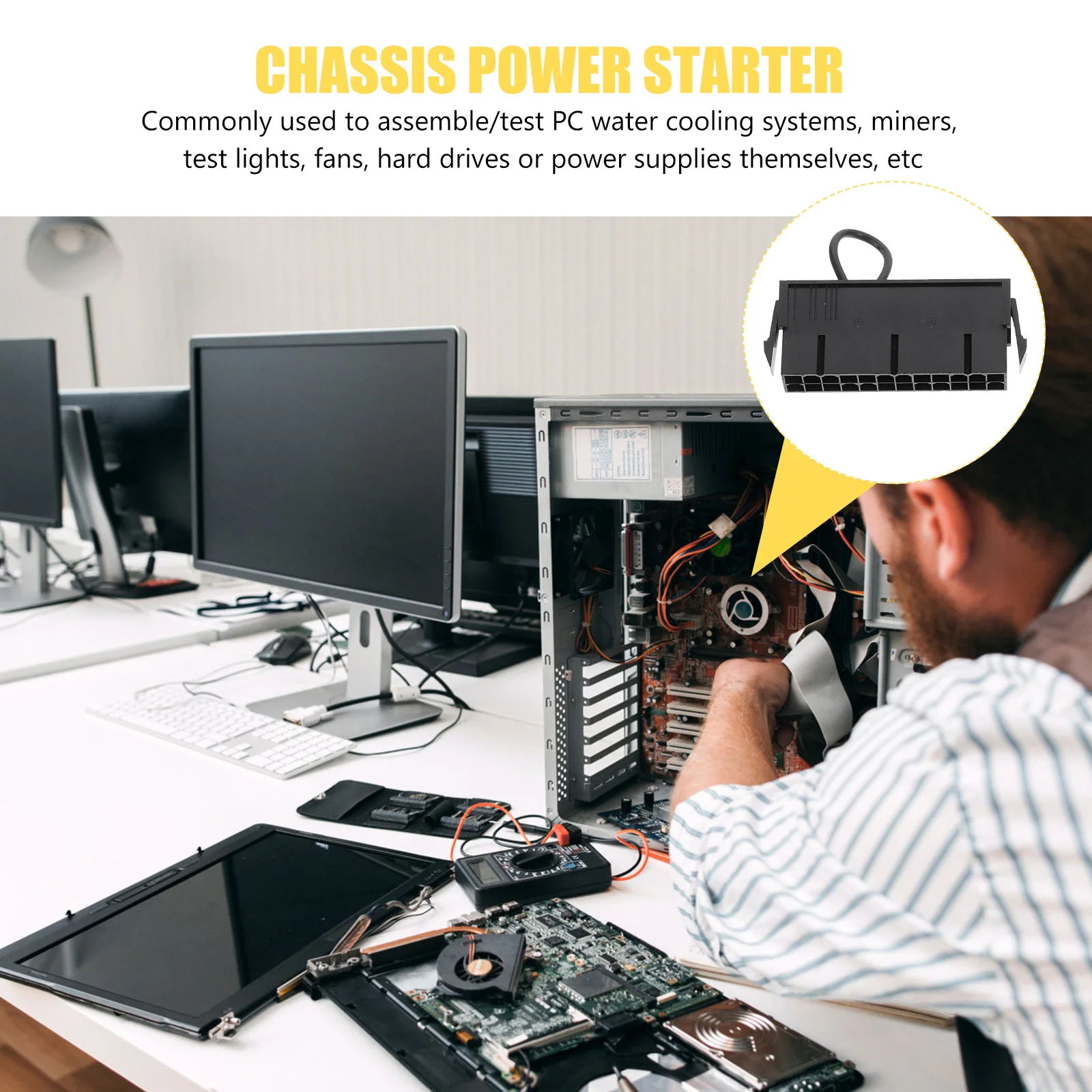 

4pcs Power Supply Tester Connector Plug Start Up 24Pin Atx Jumper Bridge Tool For Pc Water Cooling Mining Testing