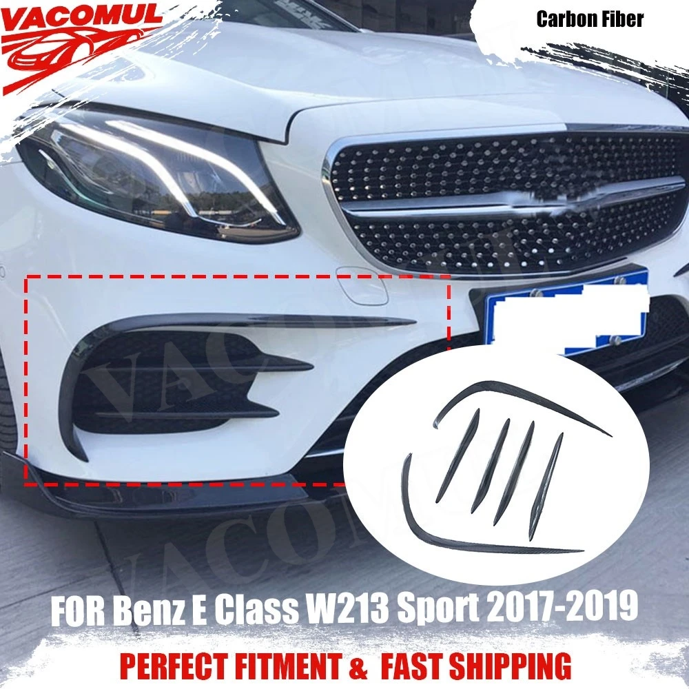 

VACOMUL 6PCS Carbon Fiber Front FogLamp Air Vent Cover Trim Frame Strips For Mercedes Benz E Class W213 Sport 2017-2019