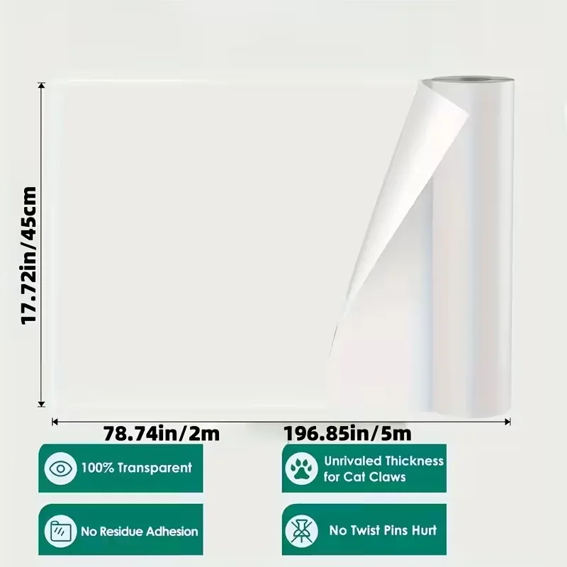 1PC 2/3/5m Anti Cat Scratch Furniture Protector Self-Adhesive Peelable Cat Training Protectors PVC Transparent Tape