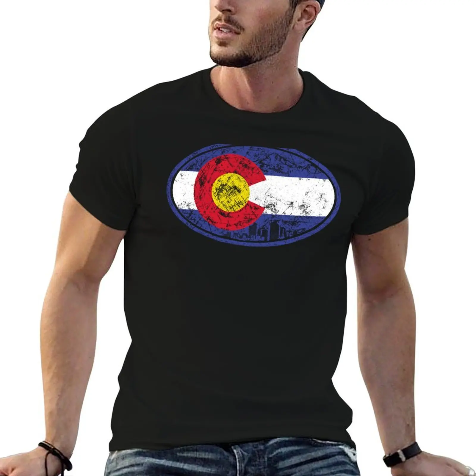 

vintage colorado flag T-Shirt man t shirts cotton man t shirt designer T-Shirt
