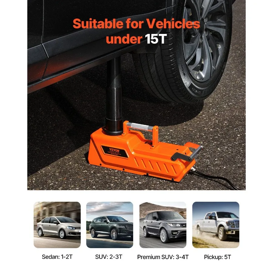 Electric Car Jack 15 Tons 33000 lbs Adjustable Electric Scissor Jack High Load Capacity 12V Dual-Powered Tire Change Replacemen