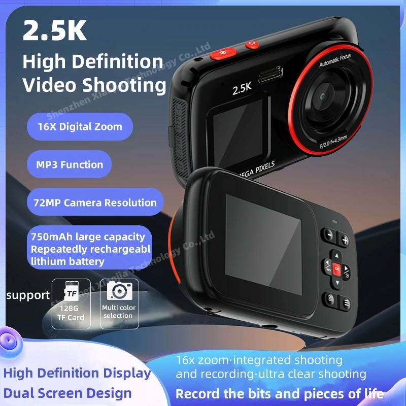 Dual Screen HD Digital Camera With 16xDigtal Zoom Auto Focus And High-Definition 72MP Suitable For Home Travel Portable Shooting