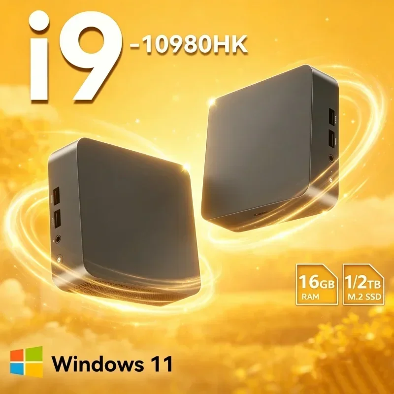 프리미엄 코어 I9 10980HK 휴대용 미니 PC, WiFi6 BT5.2, 듀얼 기가비트 포트, 4K 멀티 디스플레이 컴팩트 호스트, 사무실 일상용
