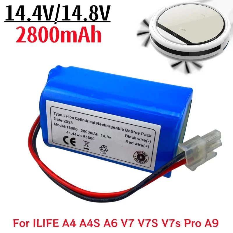 Nova bateria de lítio 14.8v 2800mah para ilife a4 a4s v7 a6 v7s plus robô aspirador de pó ilife 4s1p