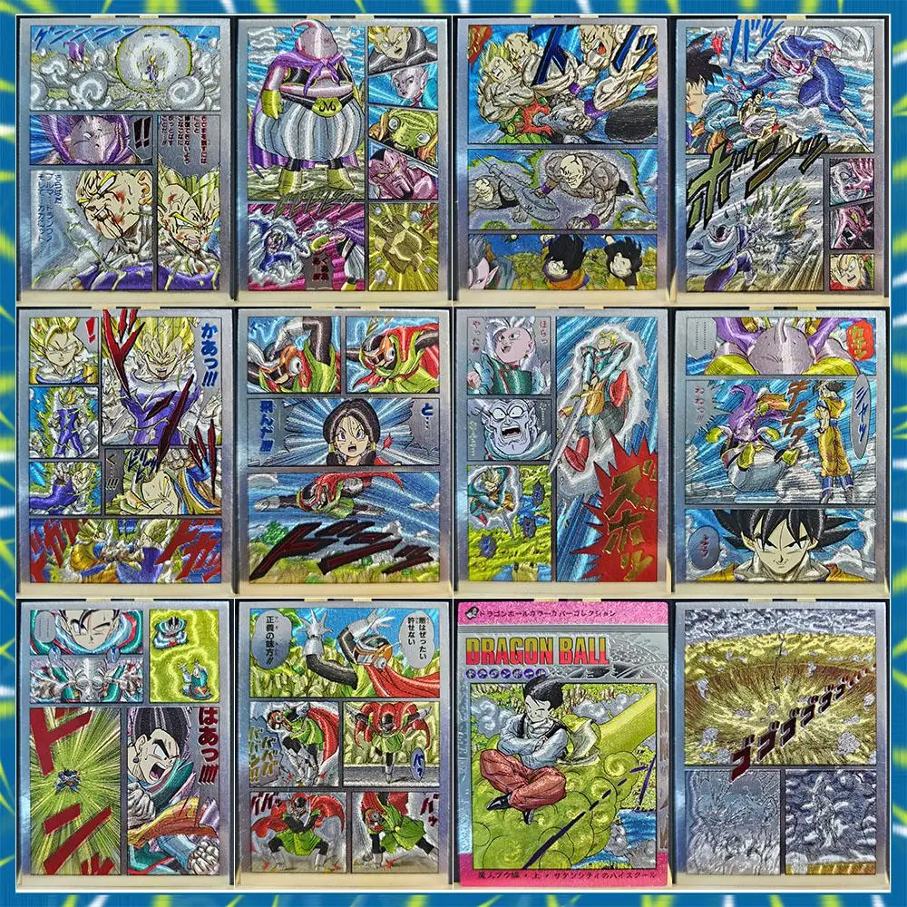 12PC/Set Anime Dragon Ball DIY ACG Son Goku Yonsei Majin Buu Premium Flash Collectible Card Christmas Birthday Gift Board Game