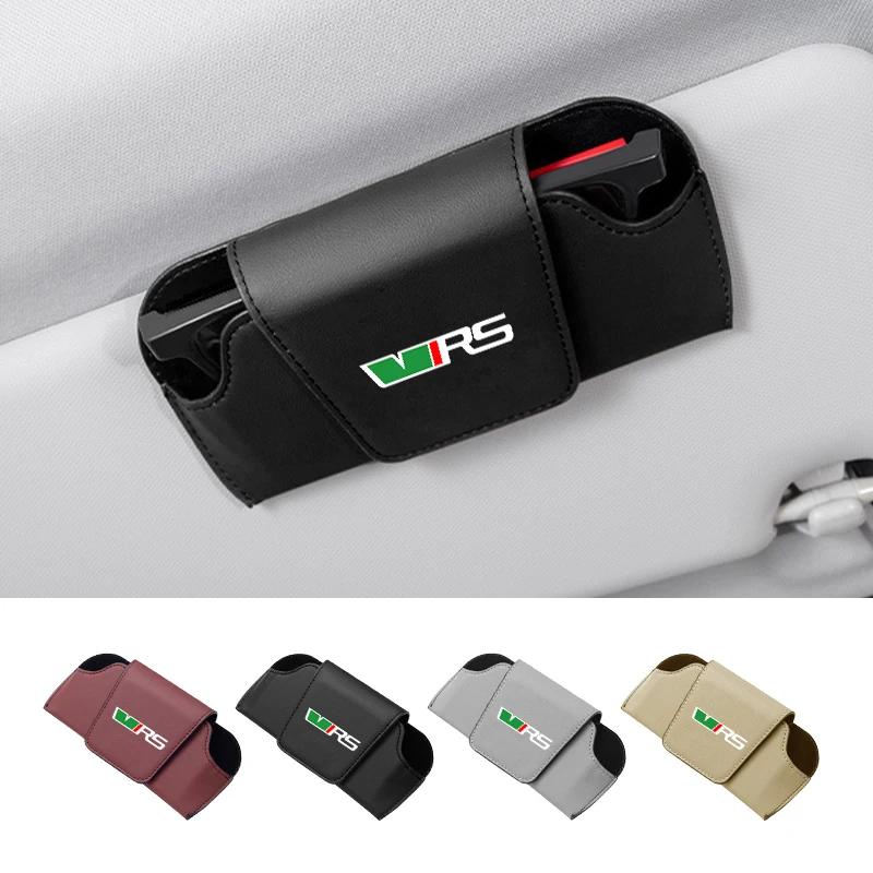 

Car Leather Portable Glasses Bag Sunglasses Auto Interior Accessories For Skoda VRS Octavia Kamiq Kodiaq Karoq RS Superb Fabia