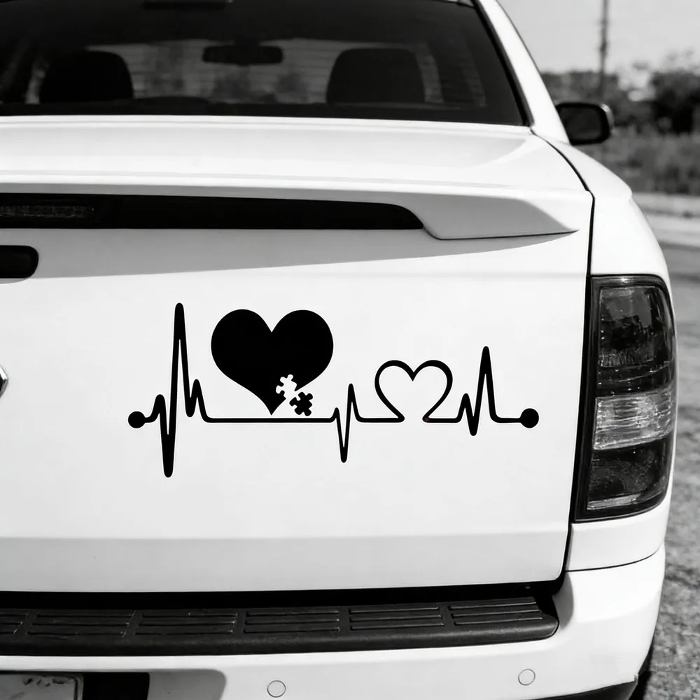 Autism Heartbeat Lifeline Awareness Vinyl Decal, Support Symbol Sticker for SUV Truck Family Car Laptop, Auto Exterior Decor