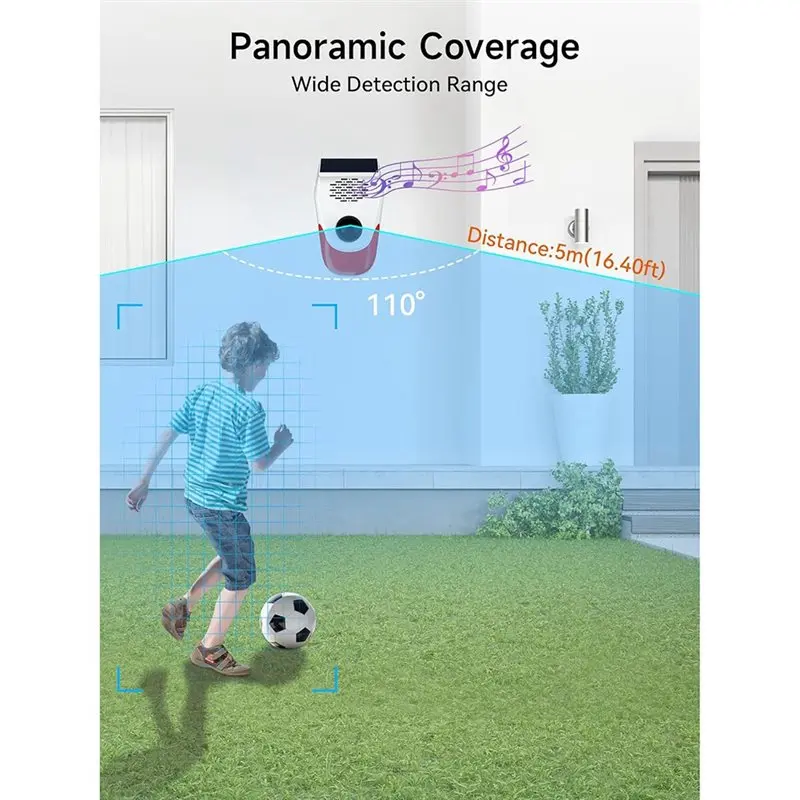 ALIM-Solar Motion Sensor Alarm Loud Noise Maker & Strobe Lights Deer/Bear Deterrent,Chicken Coop Security,Pool Safety Alerts