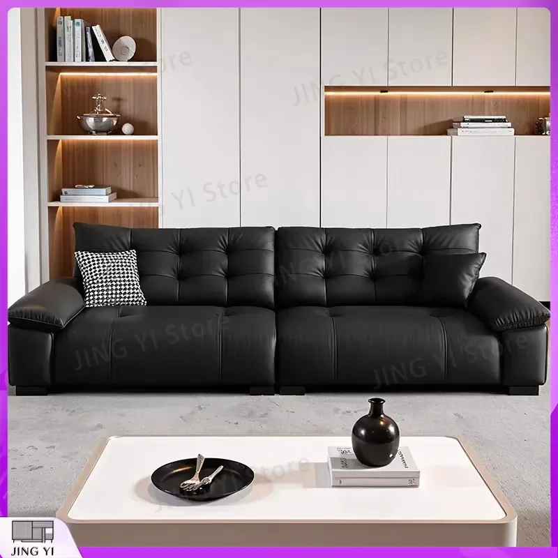 2026 New Medieval Leather Sofa Simple Living Room Cloud Design First Layer Cowhide Art Sofa Comfortable Modern Sectional