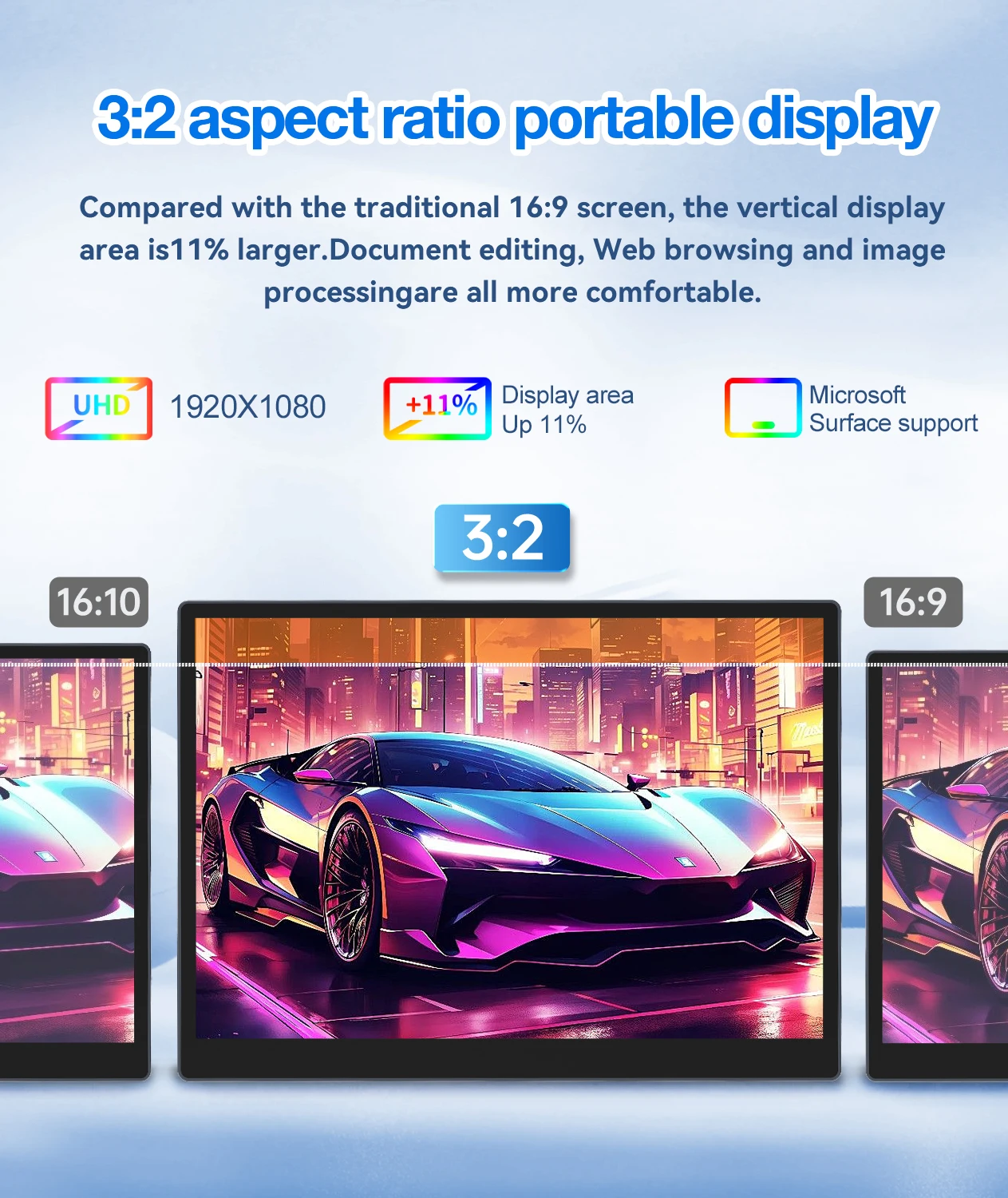 HAILESI 10.5인치 100% sRGB 1280P 휴대용 모니터 게이밍 노트북 디스플레이 (타입 C 미니 HDMI 지원, PS/Steam/Deck/Switch/PC 호환)