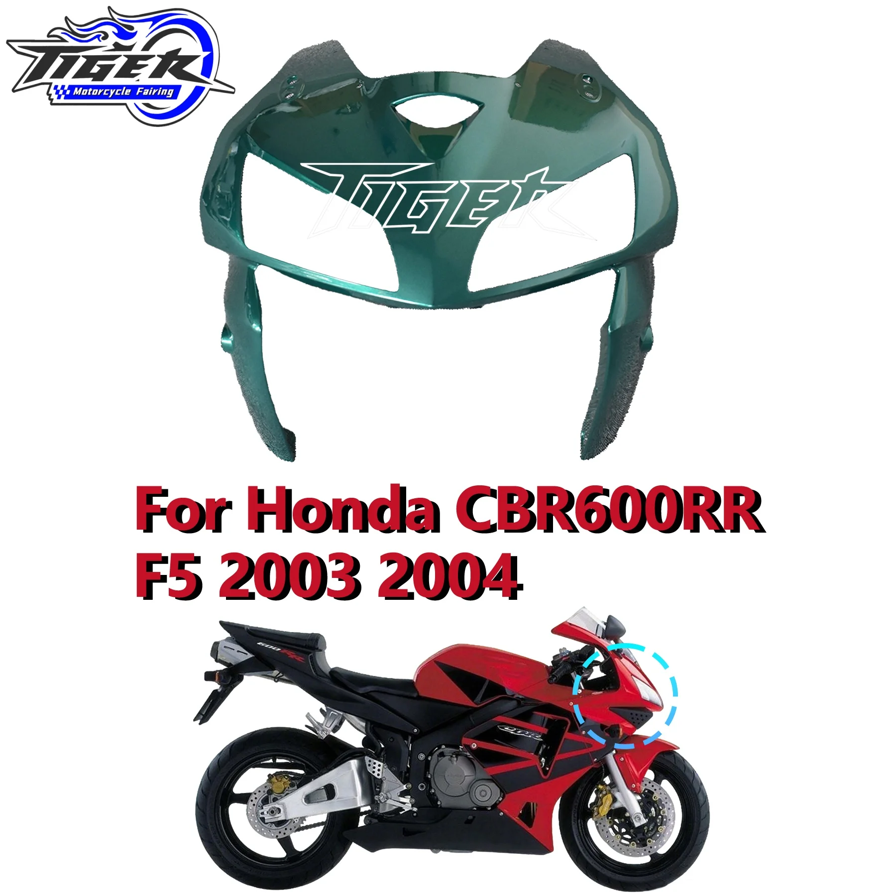 

Motorcycle Unpainted Head Fairing Cowl For Honda CBR600RR F5 2003 2004 with Headlamp Cover