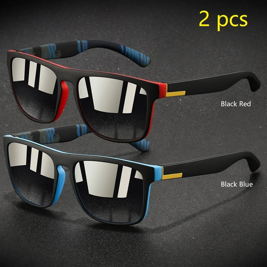 2 Stück Modische Vintage Quadratische Sportsonnenbrille für Männer und Frauen Angeln Fahren Markendesigner Sonnenbrillen Retro Eyewear – Detail 16
