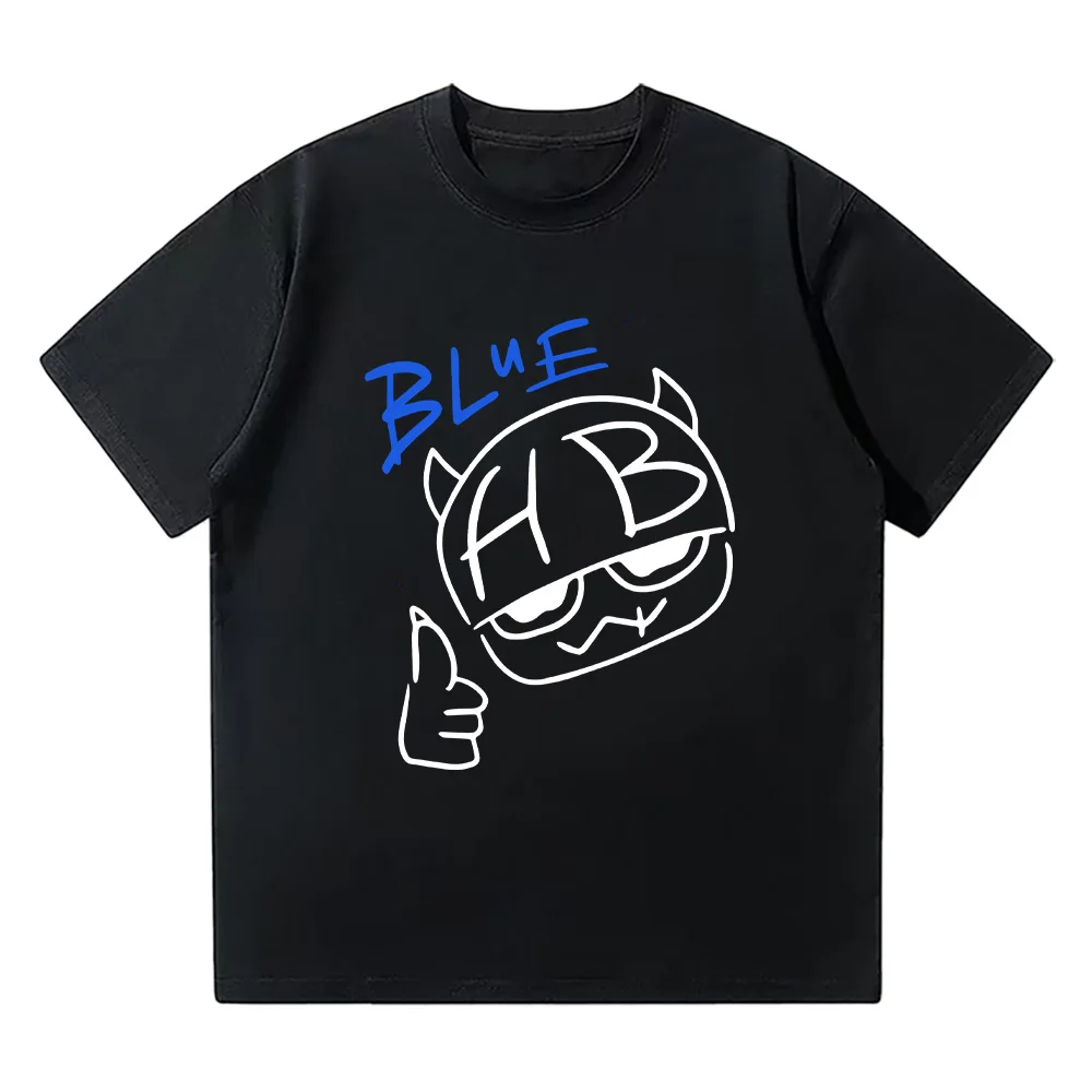 

Hannah Bahng Blue HB Tshirt Men Women Cotton Quality Short Sleeve Tees Male Fashion Cartoon Graphic T-Shirts Comfortable Clothes