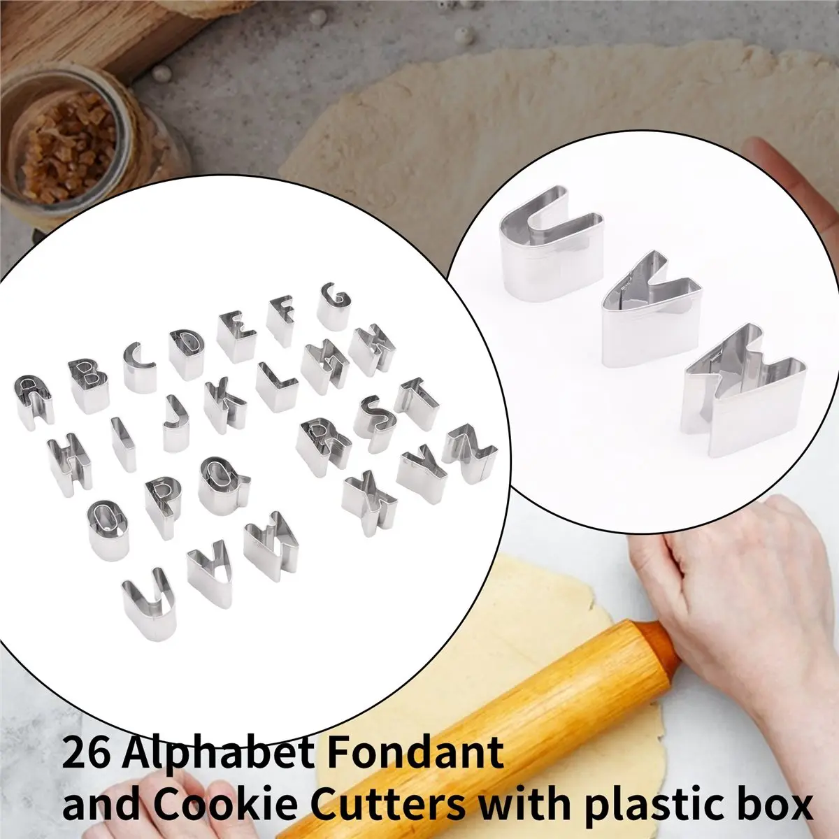X10A Stainless Steel Alphabet Letter Cookie Cutters Mold Biscuit Number Cutter Set Cake Decorating Moulds Fondant Cutter Set