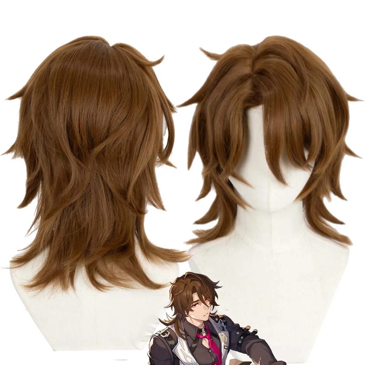 

Мужской короткий коричневый парик для косплея Галлахера из игры Honkai Star Rail