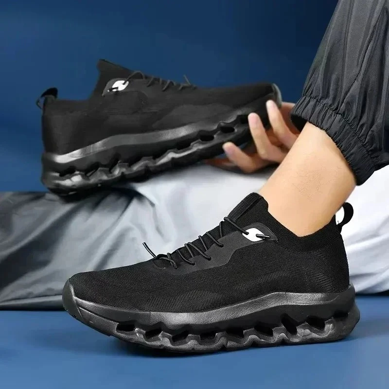

2025 Casual Sneaker Man Ultra-light Running Shoes Cushioned Sports Shoes Men's Breathable Thick Sole Flying Mesh Racing Shoes