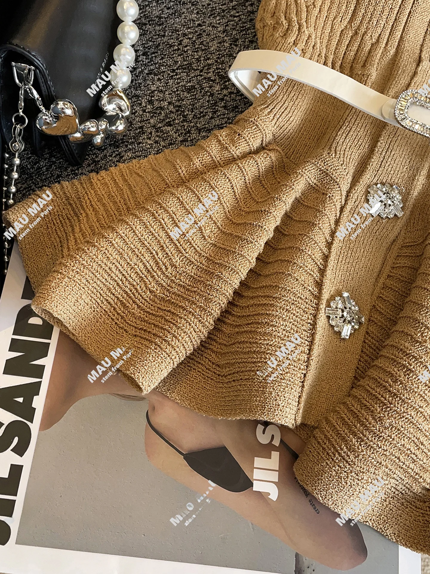 

Высококачественный женский вязаный открытый кардиган ort Sve с поясом и ромбовидной пуговицей, осенний модный простой комбинезон для поездок на работу