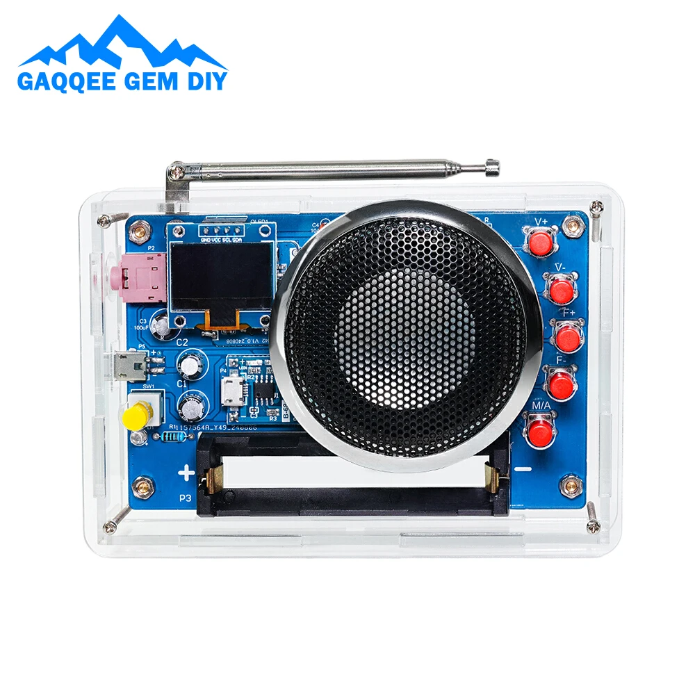 Kit de bricolaje de Radio FM portátil, módulo de Radio DIY RDA5807, Radio de frecuencia ajustable de 87-108MHz, bricolaje con pantalla OLED