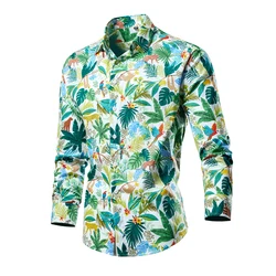 New 2024 Comfortable Casual High-quality Mens Shirts Cotton Soft Thin Slim Luxury Long Sleeve Hawaiian Shirt Streetwear Lapels