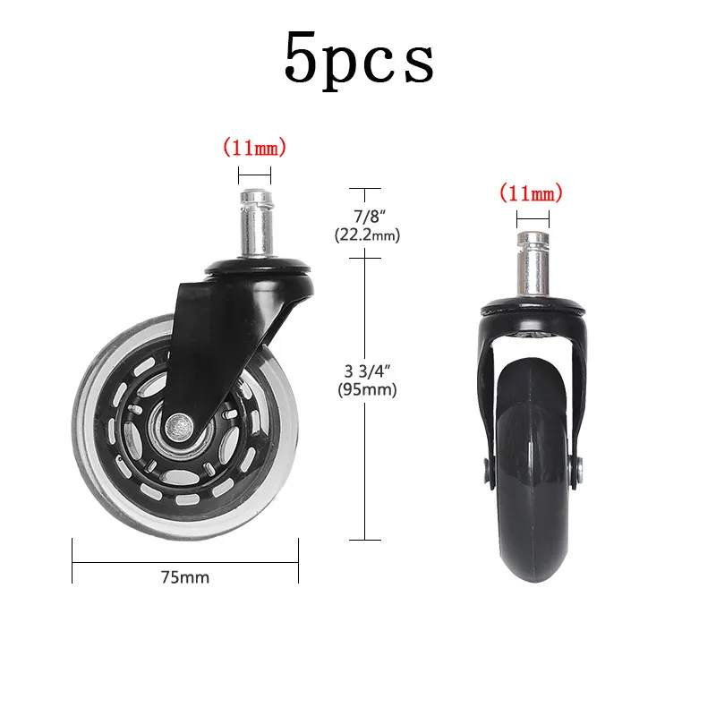 5 sztuk uniwersalne kółka meblowe 3 Cal gumowe 360 stopni obrotowe bezpieczne rolki ciche kółka do krzeseł biurowych
